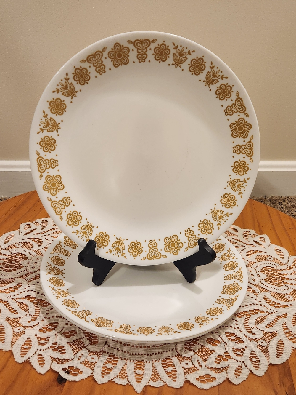SET OF THREE Corelle "Butterfly Gold" 10.25" Dinner Plates